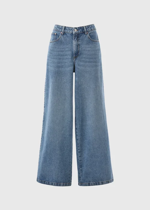 Papaya Petite Mid Wash Wide Leg Jeans - 6 Image 2