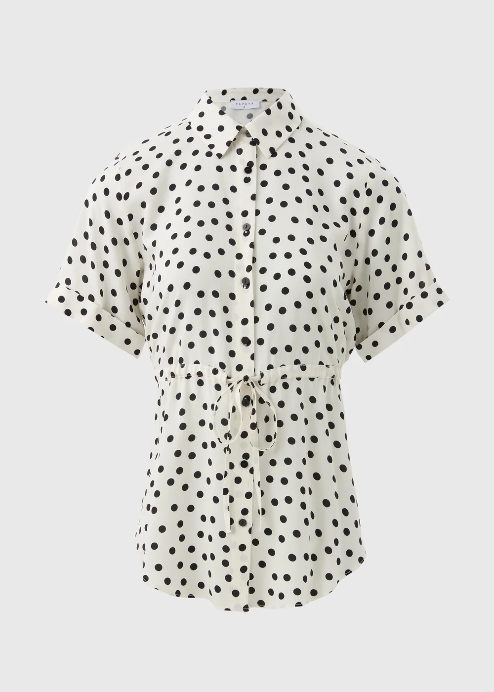 Cream Spot Tie Waist Longline Shirt - 8 Image 4