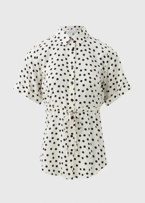 Cream Spot Tie Waist Longline Shirt - 8 Image 4