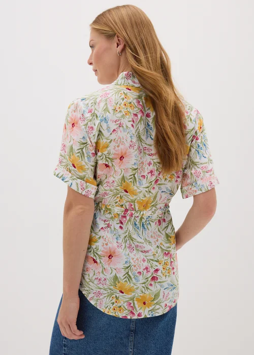 Cream Floral Tie Waist Longline Shirt - 8 Image 2