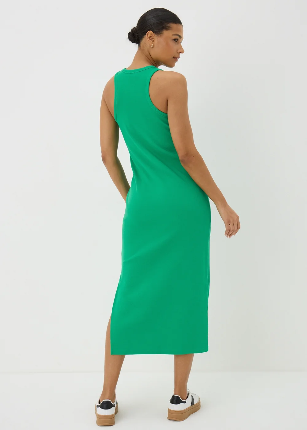 Green Racer Back Ribbed Midi Dress - 8 Image 2
