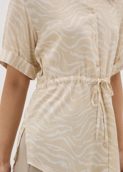 Cream Zebra Tie Waist Longline Shirt - 8 Image 3