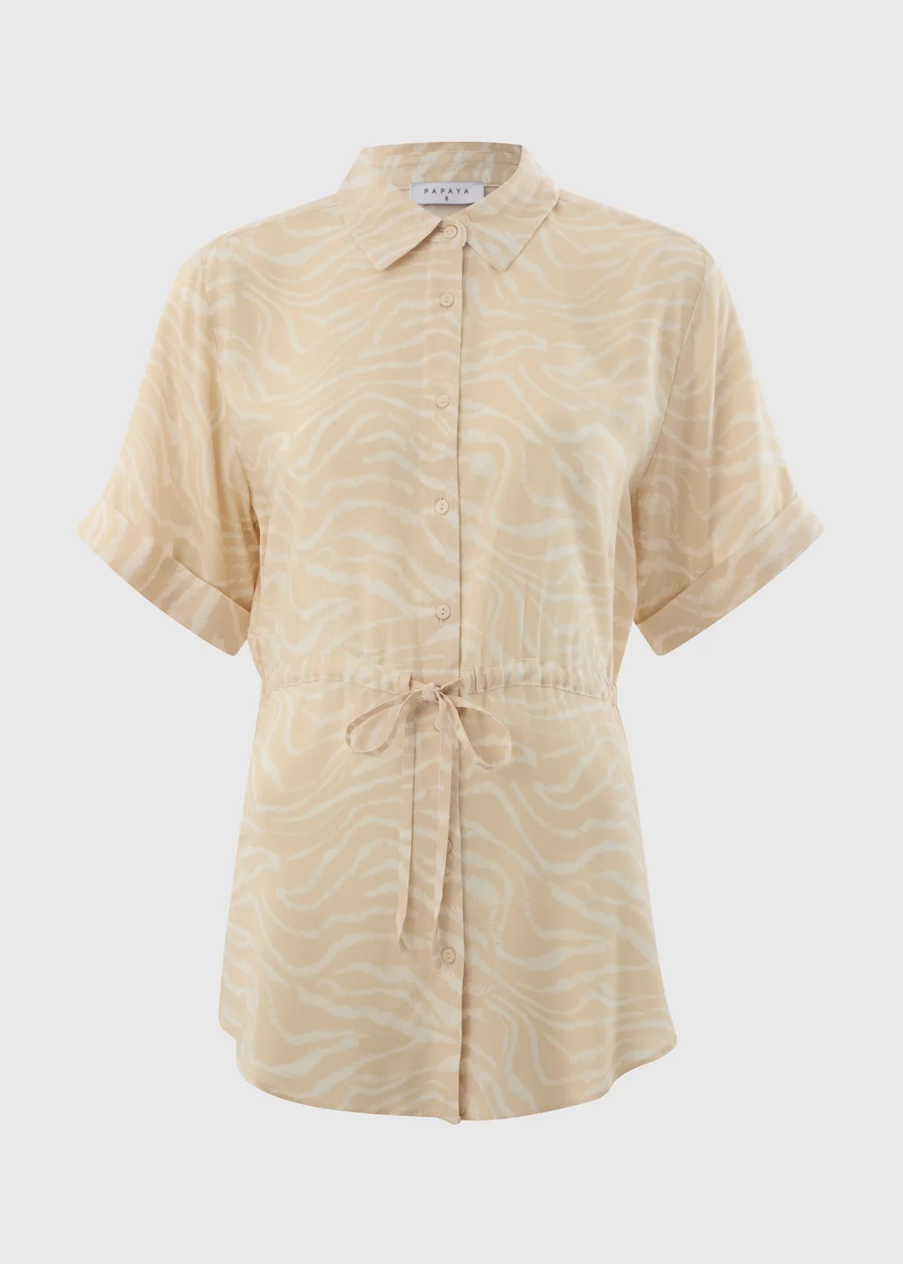 Cream Zebra Tie Waist Longline Shirt - 8 Image 4