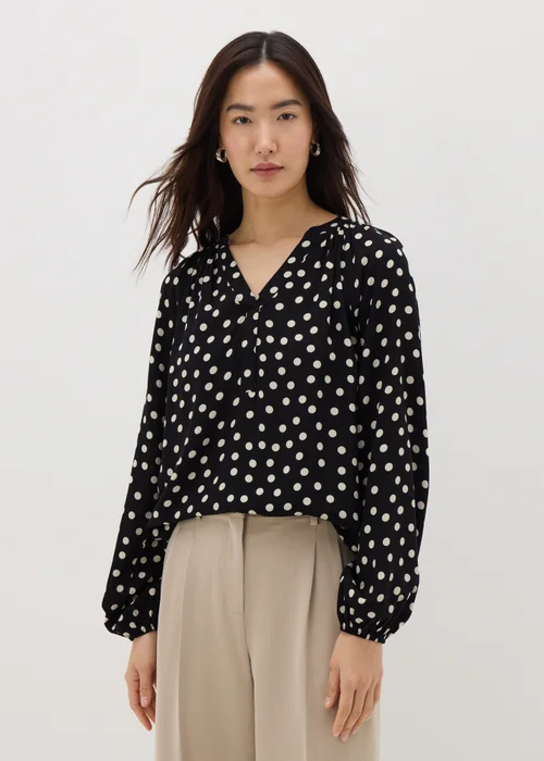 Black Spot Popover Blouse - 8 Image 1