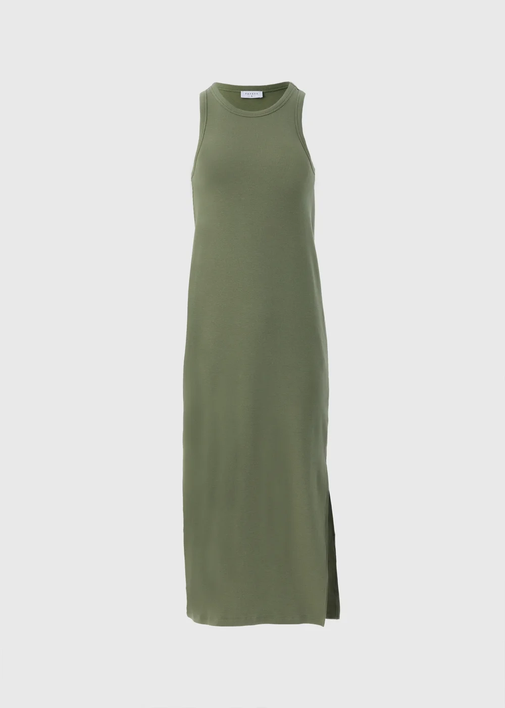 Khaki Racer Back Ribbed Midi Dress - 8 Image 4
