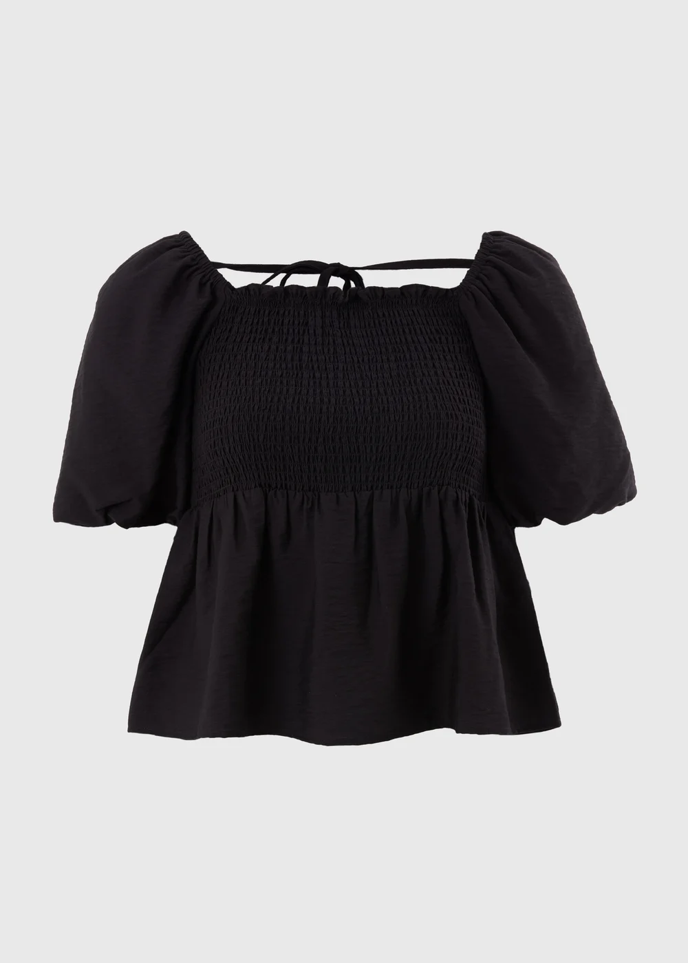 Black Shirred Tie Back Blouse - 8 Image 3