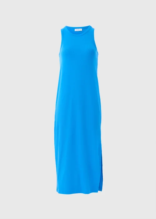 Blue Racer Back Ribbed Midi Dress - 8 Image 4