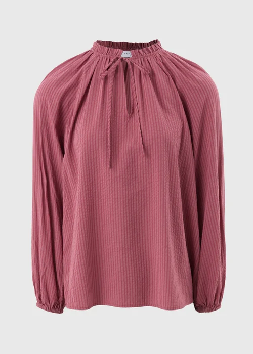 Raspberry Boho TexturedTie Neck Blouse - 8 Image 4
