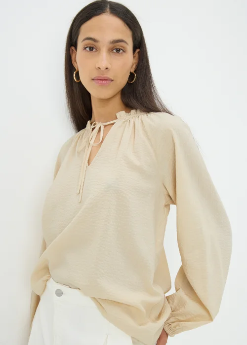 Stone Boho Tie Neck Blouse - 8 Image 1