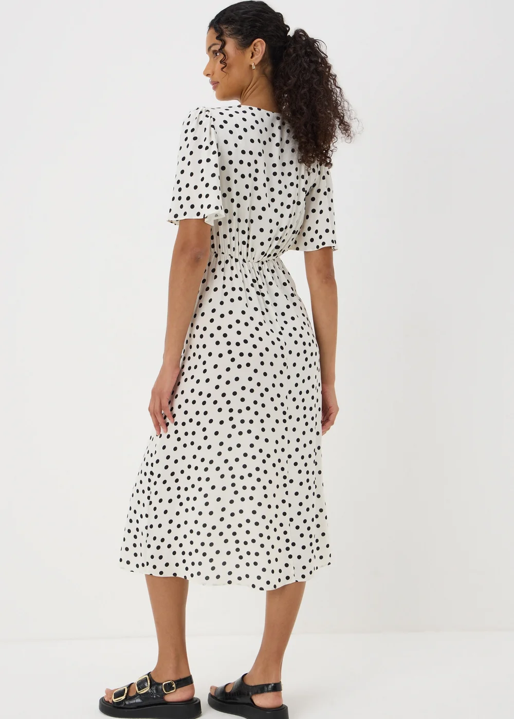 Cream Spot Print Midi Tea Dress - 8 Image 2