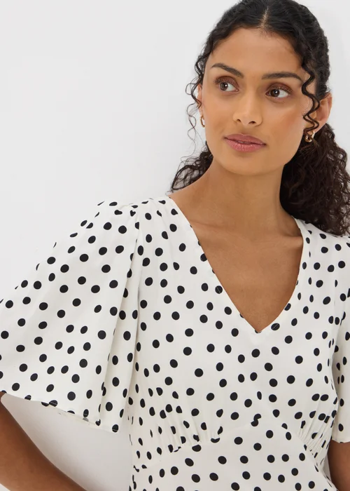 Cream Spot Print Midi Tea Dress - 8 Image 3