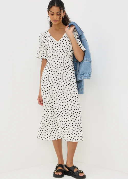Cream Spot Print Midi Tea Dress - 8 Image 1