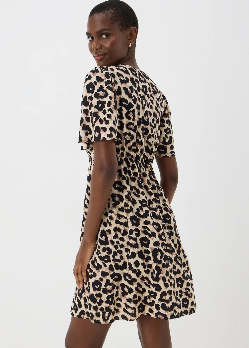 Brown Leopard Mini Dress - 8 Image 2