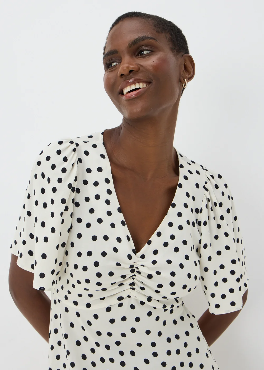 Cream Polka Dot Mini Dress - 8 Image 3