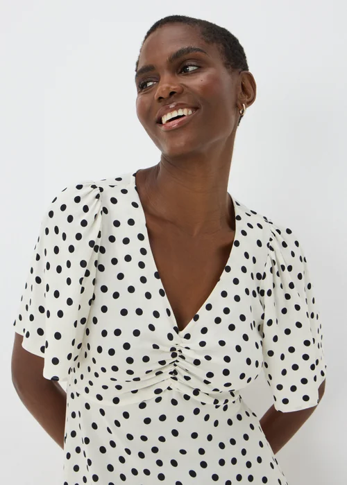 Cream Polka Dot Mini Dress - 8 Image 3