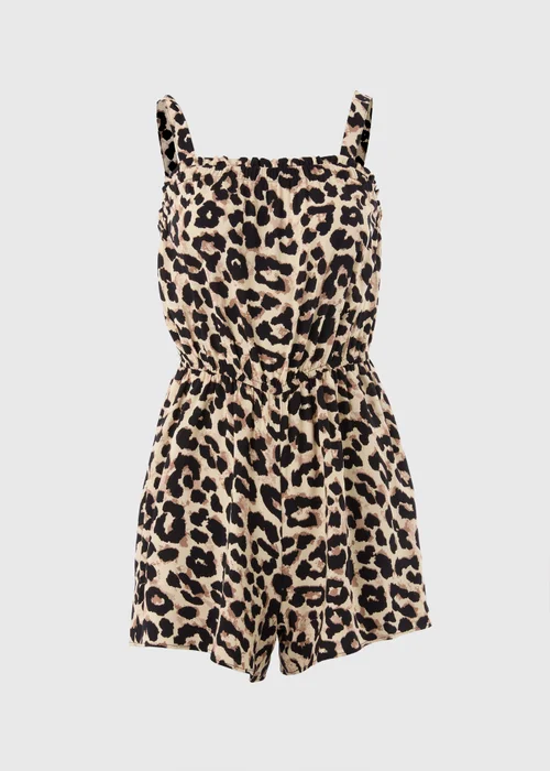 Brown Leopard Print Playsuit - 8 Image 3