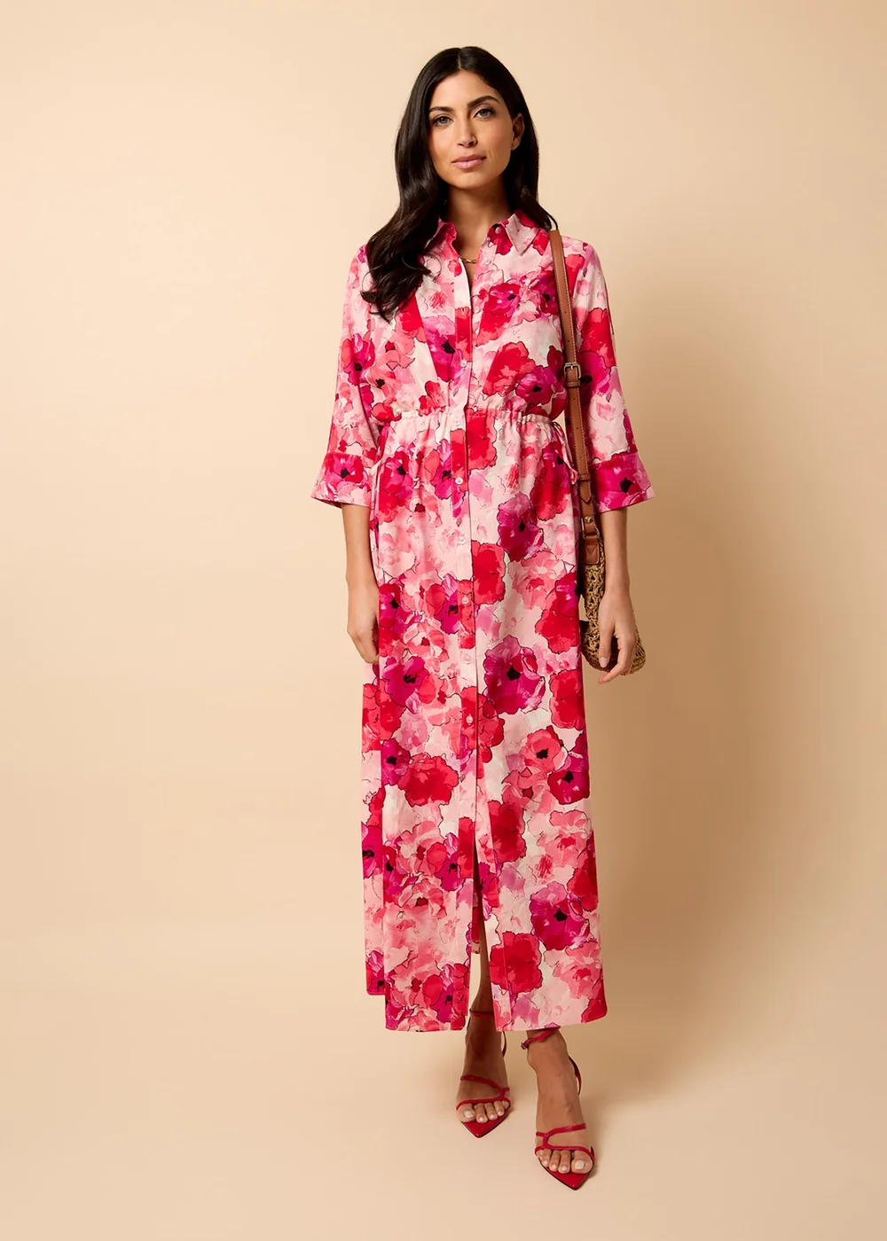 Little Mistress Red Floral Maxi Shirt Dress by Vicky Pattison - Size 8 Image 2