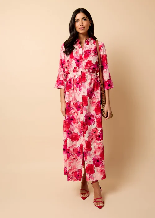 Little Mistress Red Floral Maxi Shirt Dress by Vicky Pattison - Size 8 Image 2