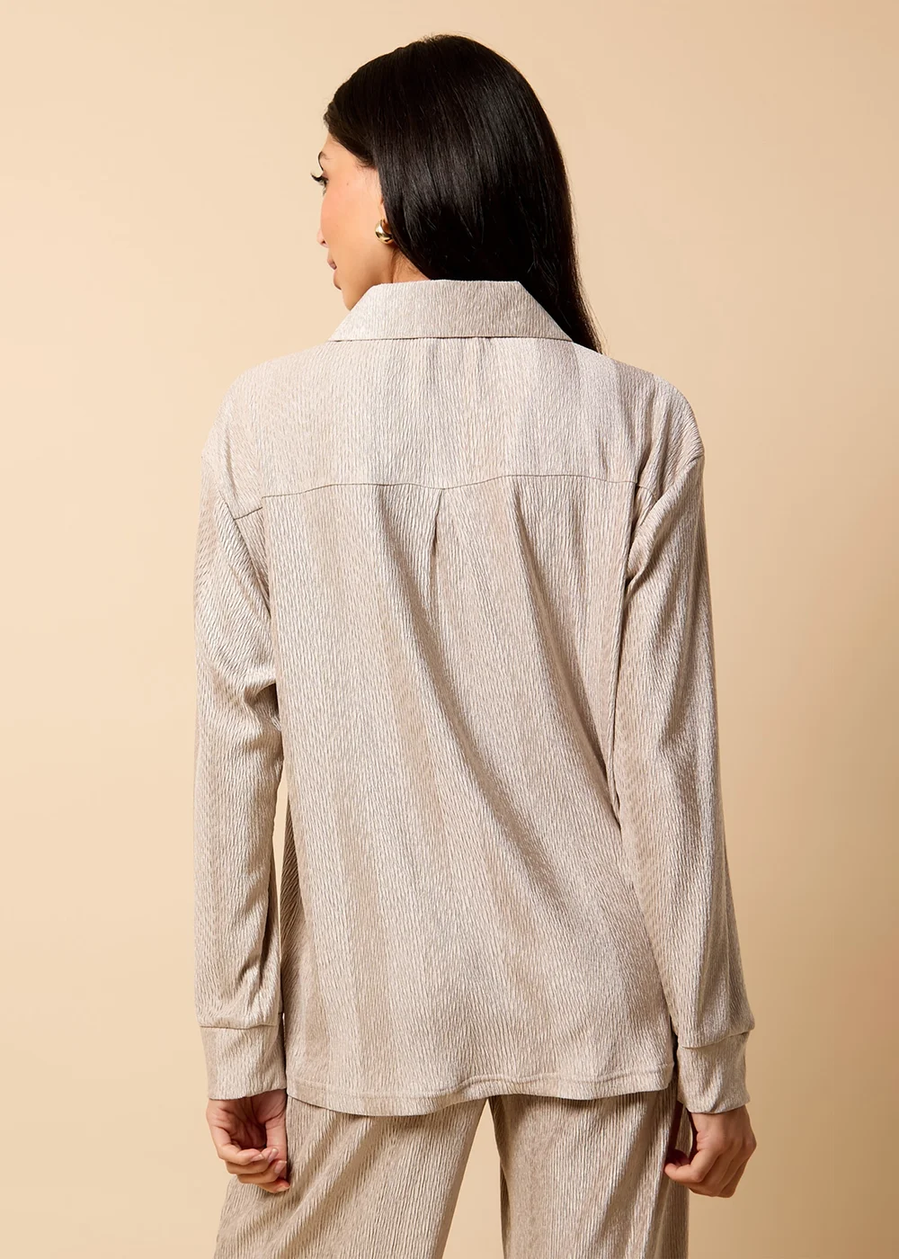 Little Mistress Oyster Co Ord Plisse Shirt by Vicky Pattison - Size 8 Image 2