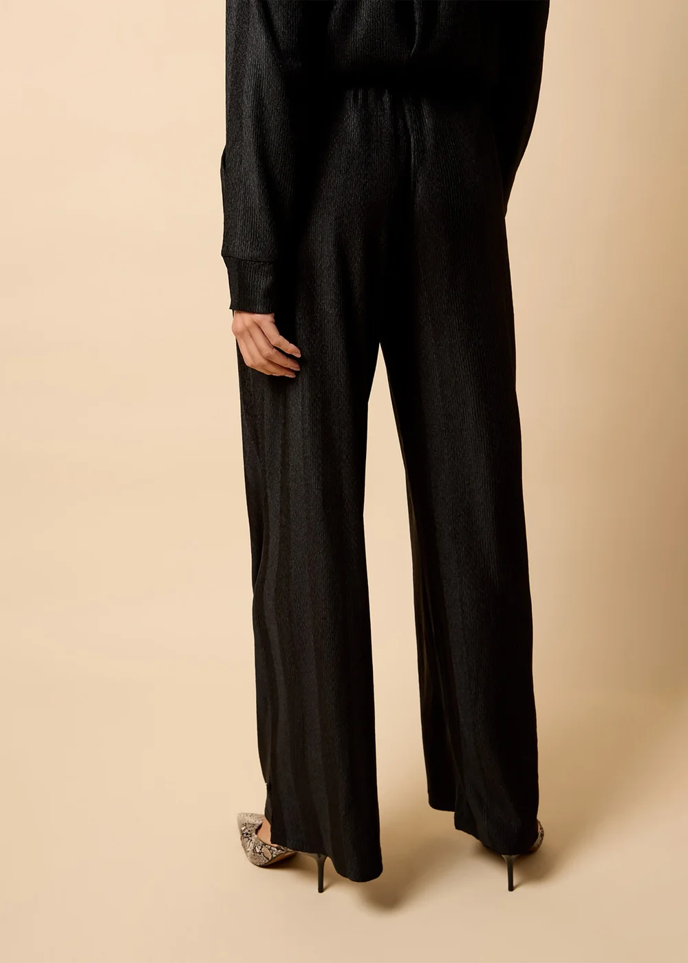 Little Mistress Black Co Ord Plisse Trousers by Vicky Pattison - 8 Image 3