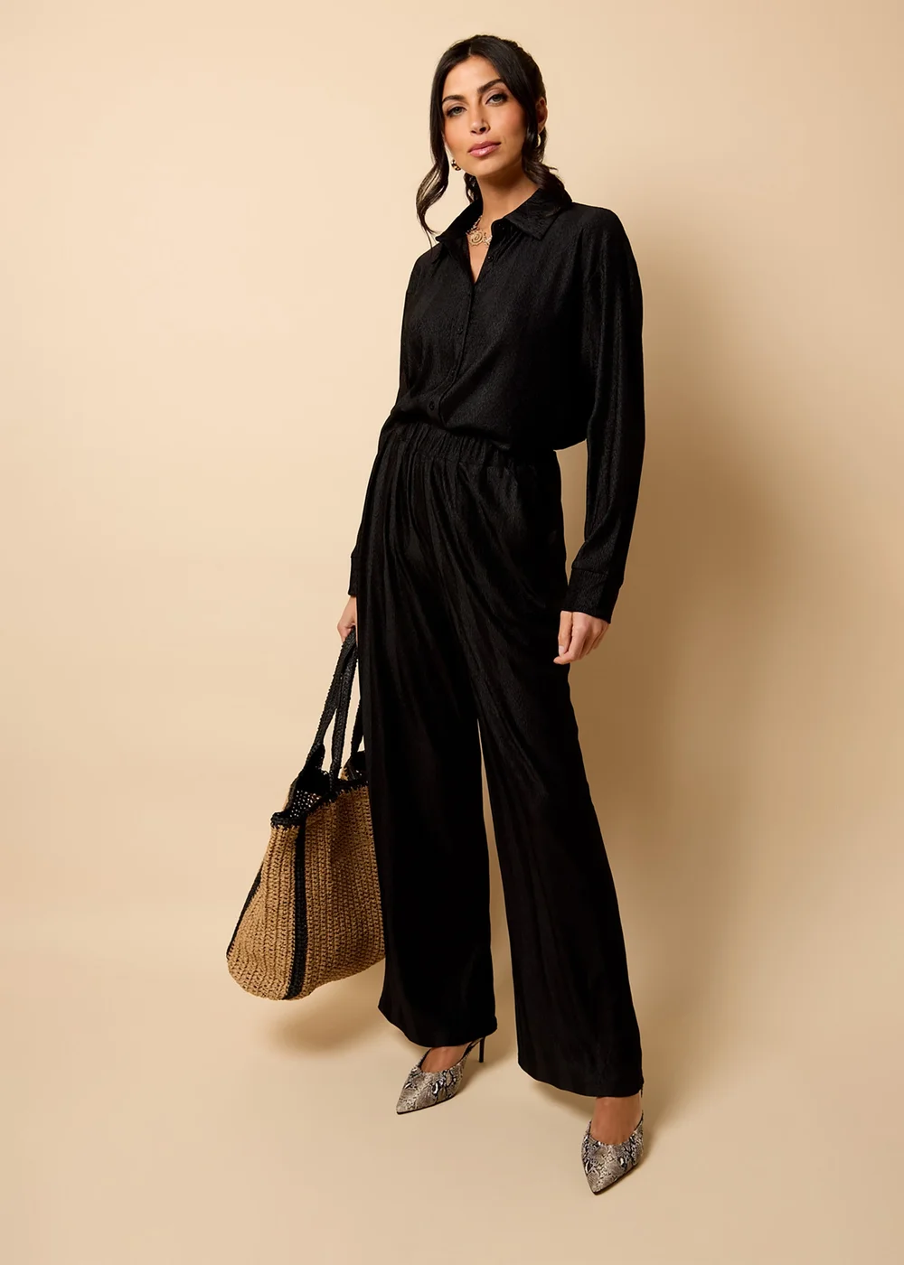 Little Mistress Black Co Ord Plisse Trousers by Vicky Pattison - 8 Image 2