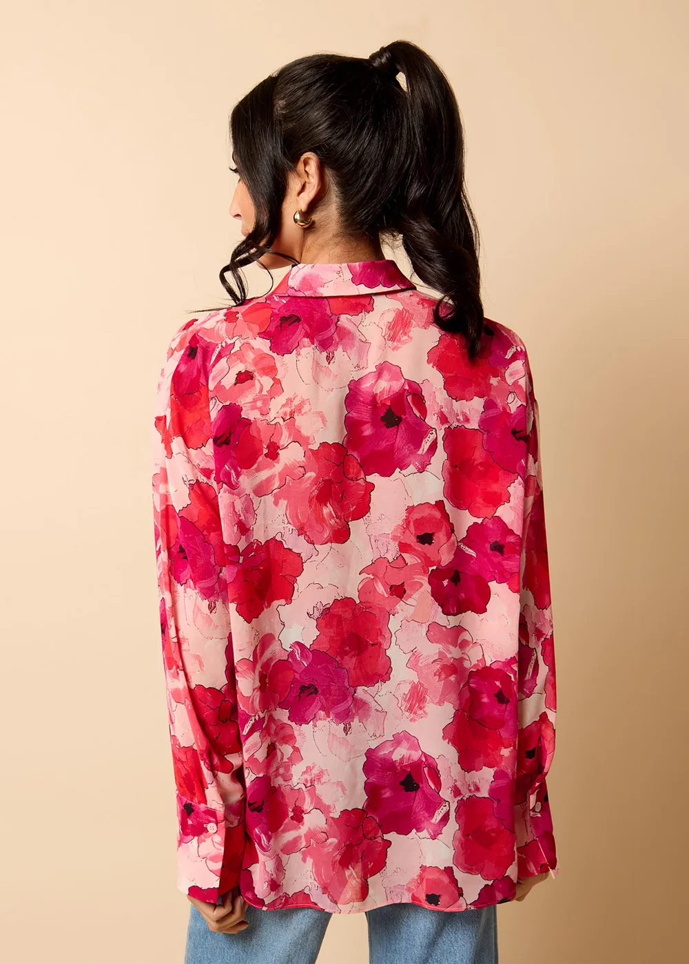 Little Mistress Red Floral Print Chiffon Shirt by Vicky Pattison - 8 Image 2