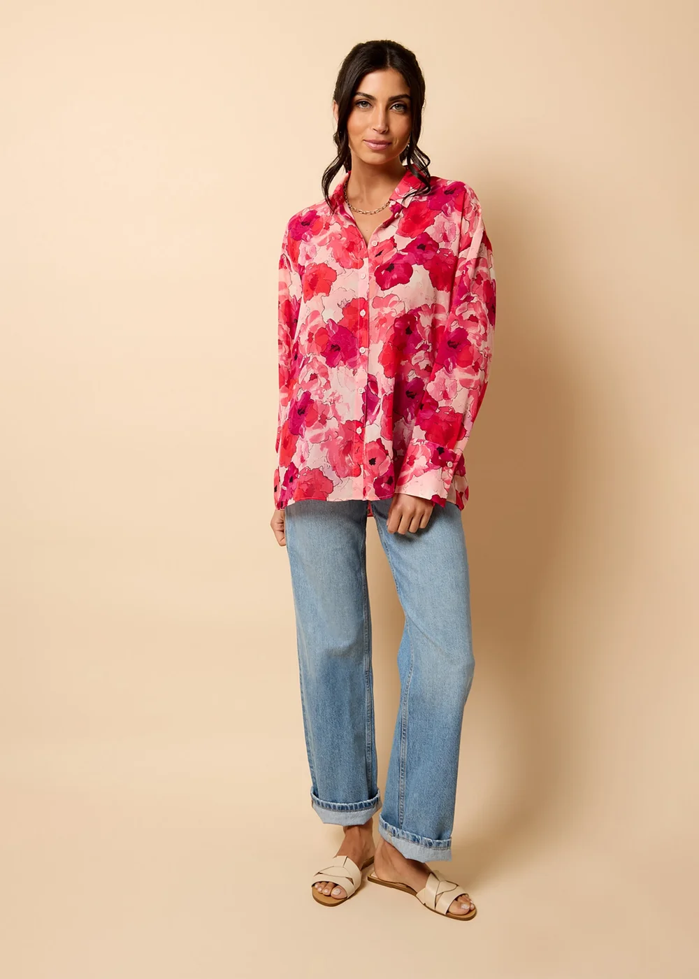 Little Mistress Red Floral Print Chiffon Shirt by Vicky Pattison - 8 Image 1