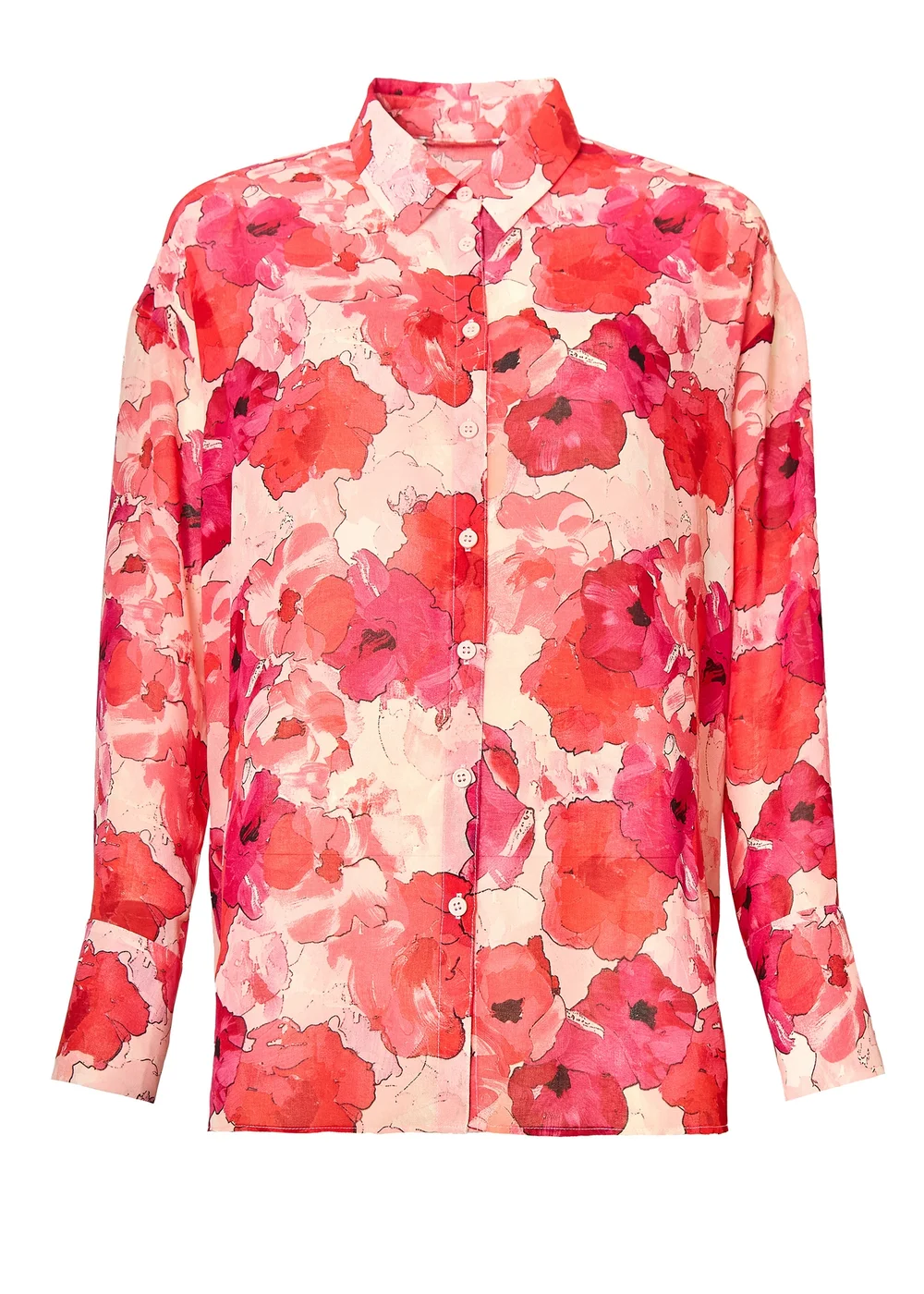 Little Mistress Red Floral Print Chiffon Shirt by Vicky Pattison - 8 Image 5