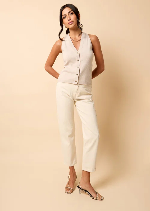 Little Mistress Cream Knitted Waistcoat by Vicky Pattison - 8 Image 3