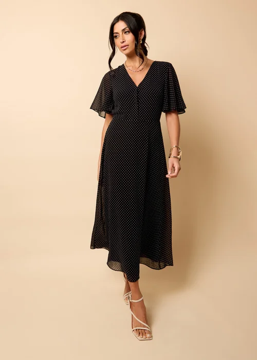 Little Mistress Polka Dot Chiffon Midaxi Dress by Vicky Pattison - Size 8 Image 2