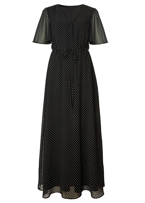 Little Mistress Polka Dot Chiffon Midaxi Dress by Vicky Pattison - Size 8 Image 6