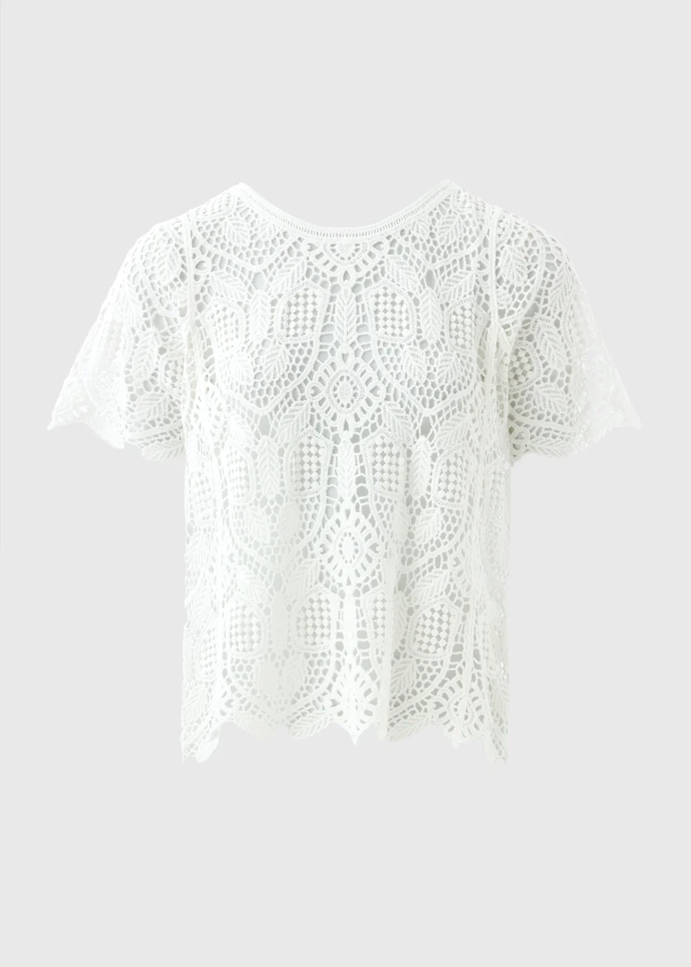 Cream Crochet Short Sleeve Top - 8 Image 4