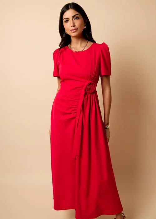 Little Mistress Red Rosette Midaxi Dress by Vicky Pattison - Size 8 Image 5