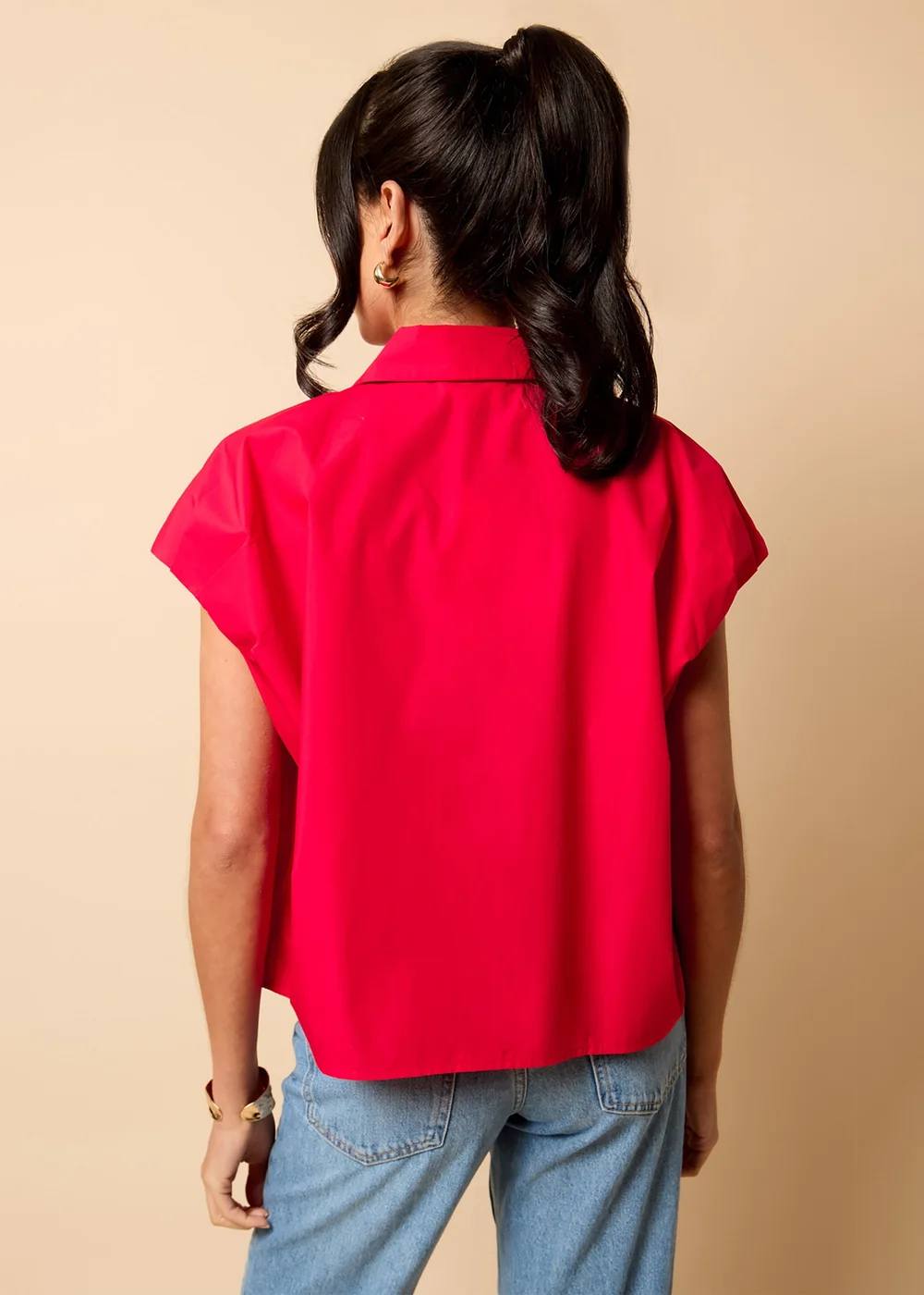 Little Mistress Red Poplin Cotton Shirt by Vicky Pattison - 8 Image 2
