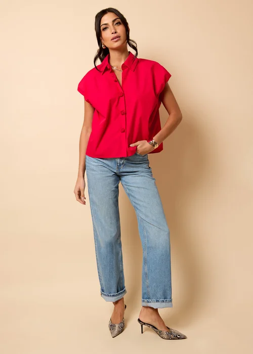 Little Mistress Red Poplin Cotton Shirt by Vicky Pattison - 8 Image 3