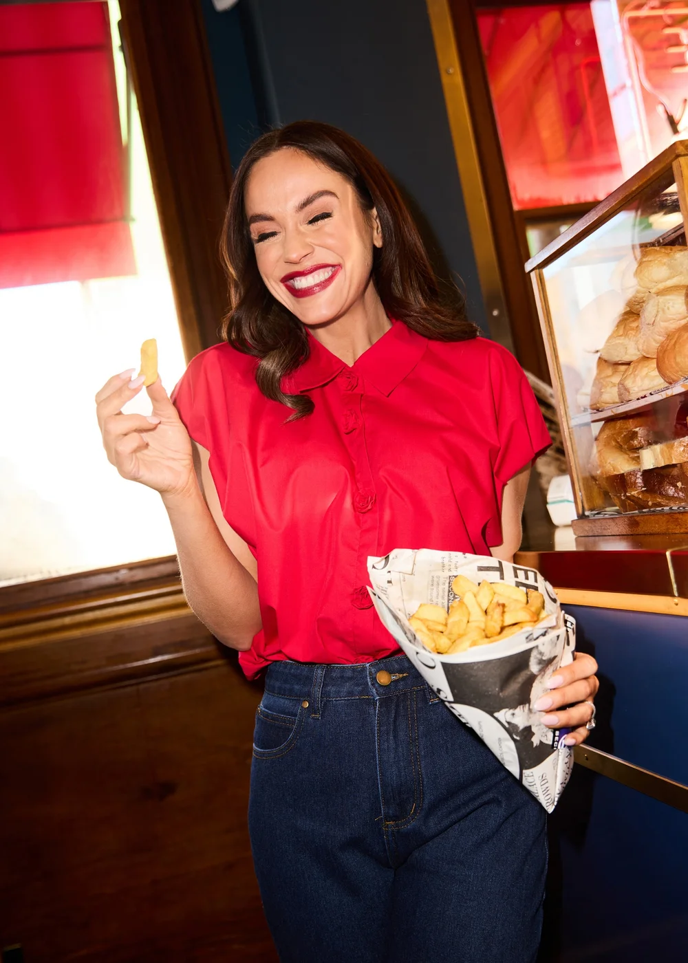 Little Mistress Red Poplin Cotton Shirt by Vicky Pattison - 8 Image 1