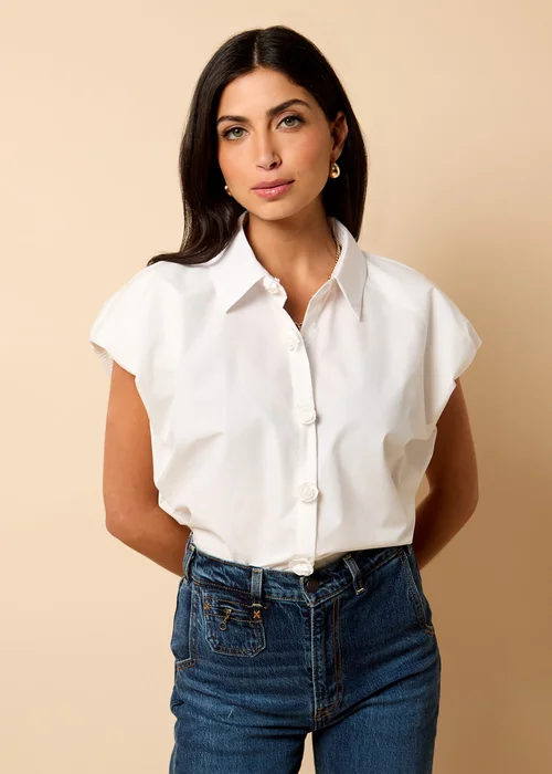 Little Mistress White Poplin Cotton Shirt by Vicky Pattison - Size 8 Image 2
