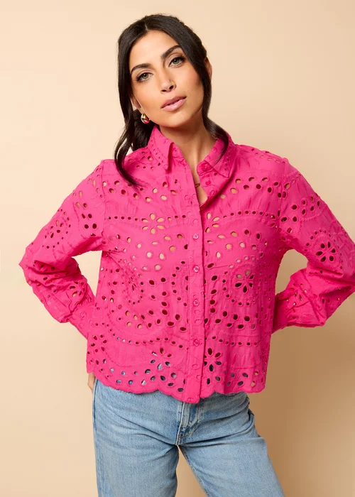 Little Mistress Pink Broderie Shirt by Vicky Pattison - Size 8 Image 1