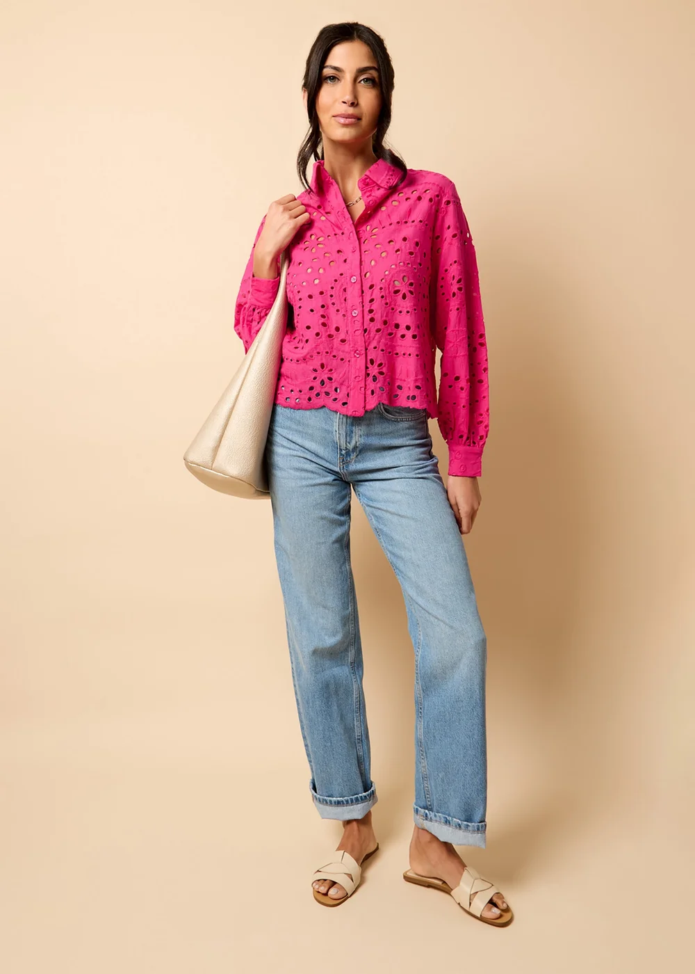 Little Mistress Pink Broderie Shirt by Vicky Pattison - Size 8 Image 3