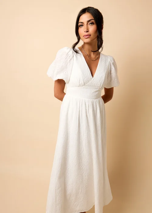 Little Mistress White Broderie Midi Dress by Vicky Pattison - 8 Image 3