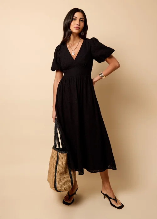Little Mistress Black Broderie Midi Dress by Vicky Pattison - 8 Image 2