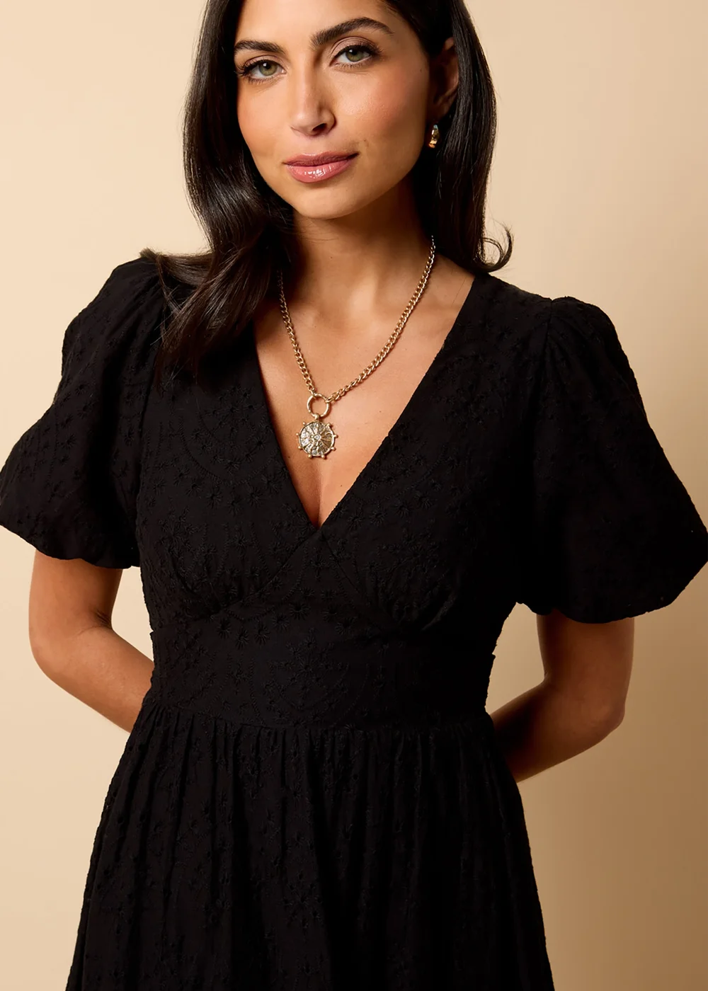 Little Mistress Black Broderie Midi Dress by Vicky Pattison - 8 Image 4