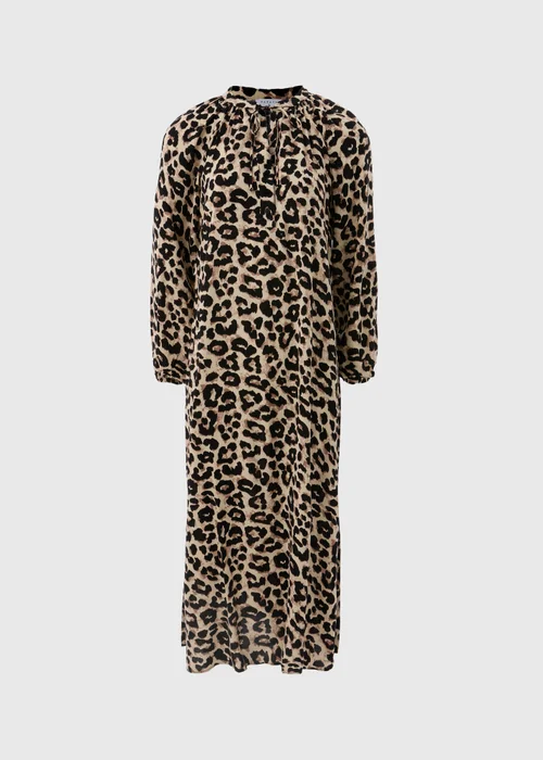 Brown Leopard Print Tunic Midaxi Dress - Size 8 Image 4