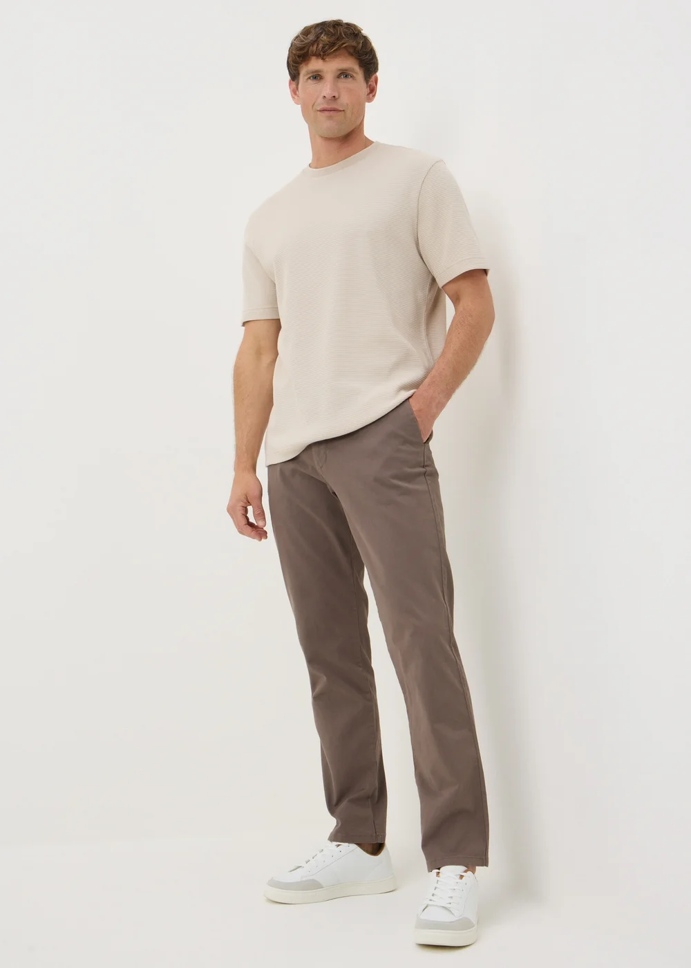 Brown Straight Fit Chinos - 30 Waist Regular Image 1