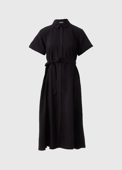 Black Short Sleeve Midi Shirt Dress - 8 Image 3