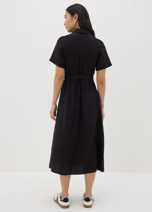 Black Short Sleeve Midi Shirt Dress - 8 Image 2