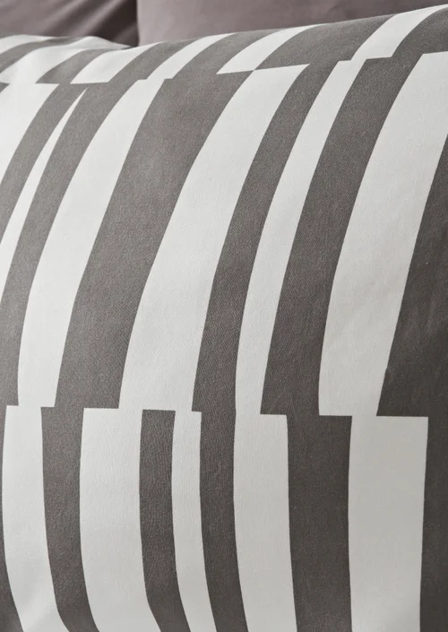 Grey Linear Geometric Duvet Set - Single Image 2