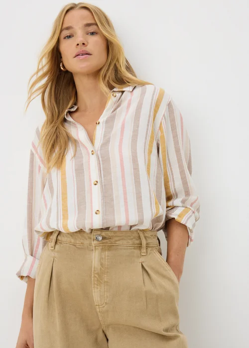 Papaya Petite Multicolour Stripe Linen Shirt - Size 6 Image 1