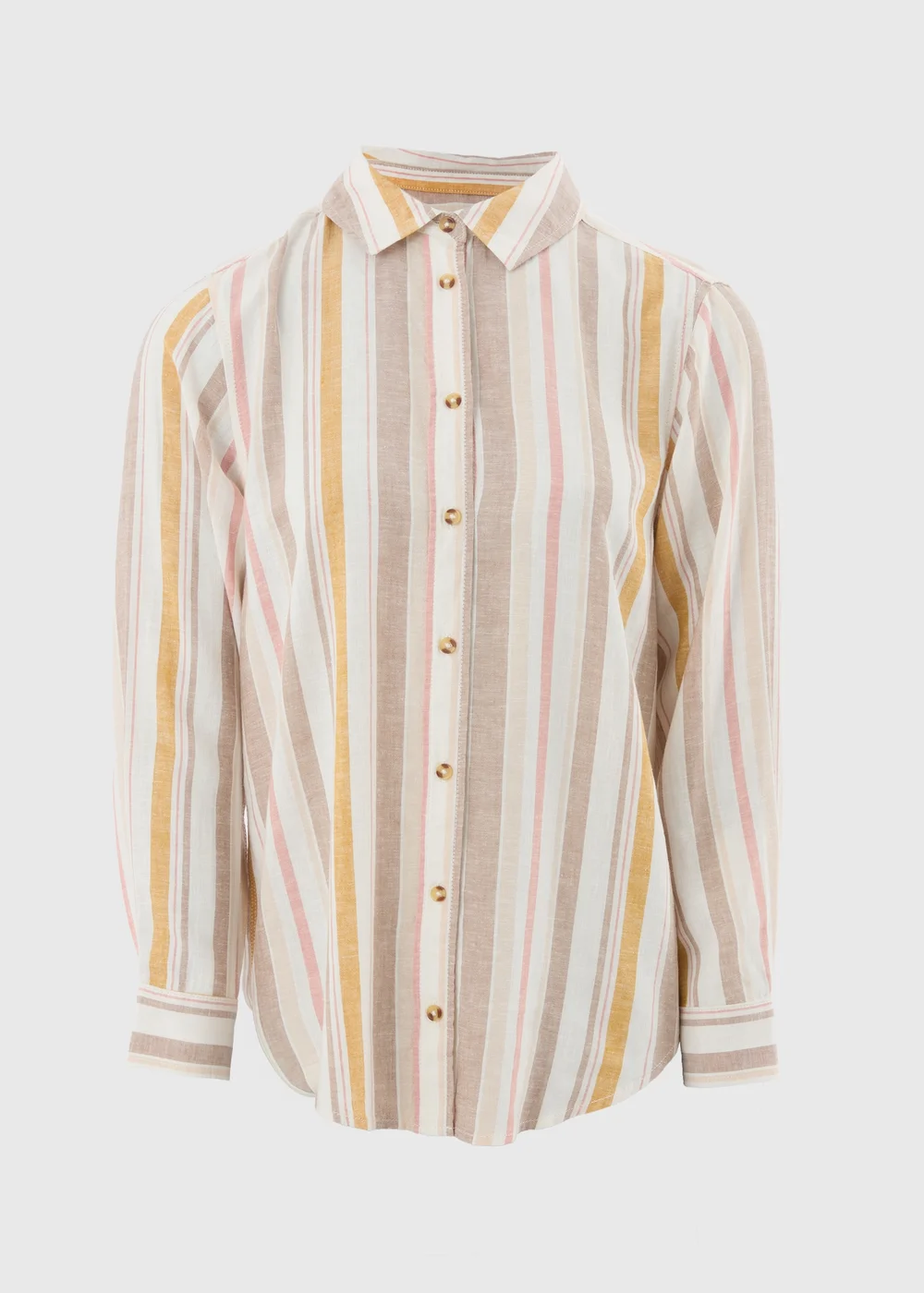 Papaya Petite Multicolour Stripe Linen Shirt - Size 6 Image 4