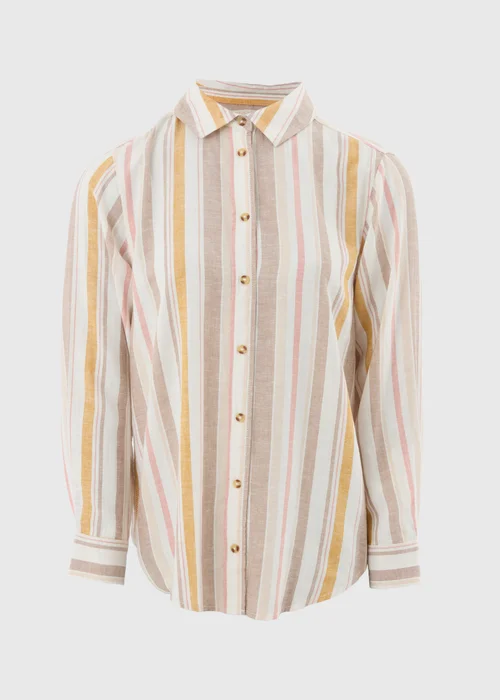 Papaya Petite Multicolour Stripe Linen Shirt - Size 6 Image 4